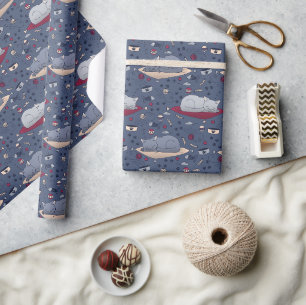 Cute & Cozy Sleepy Cat Dreams Patroon Cadeaupapier