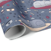 Cute & Cozy Sleepy Cat Dreams Patroon Cadeaupapier (Rol Hoek)