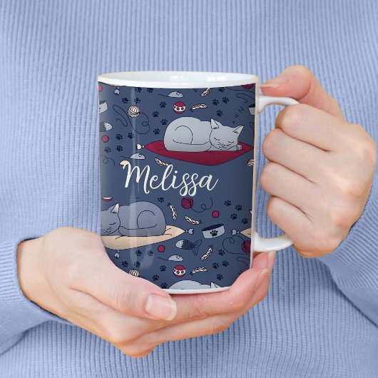 Cute & Cozy Sleepy Cat Dreams Patroon Koffiemok