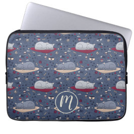 Cute & Cozy Sleepy Cat Dreams Patroon Laptop Sleeve