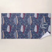 Cute & Cozy Sleepy Cat Dreams Patroon Strandlaken (Voorkant)