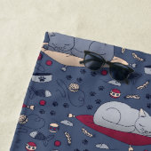 Cute & Cozy Sleepy Cat Dreams Patroon Strandlaken (In situ)