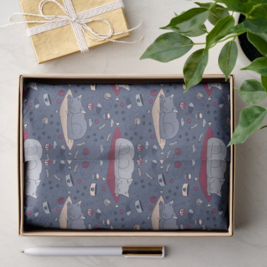 Cute & Cozy Sleepy Cat Dreams Patroon Tissuepapier (Geschenk)