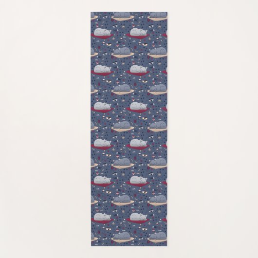 Cute & Cozy Sleepy Cat Dreams Patroon Yogamat (Voorkant)