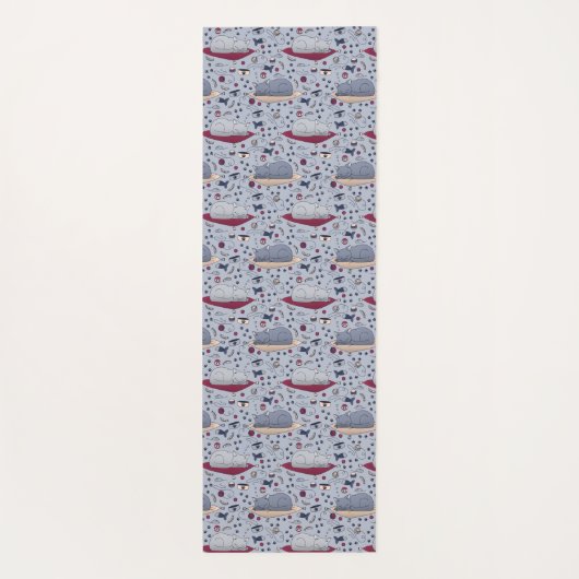 Cute & Cozy Sleepy Cat Dreams Patroon Yogamat (Achterkant)