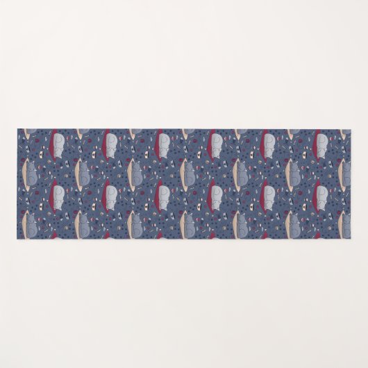 Cute & Cozy Sleepy Cat Dreams Patroon Yogamat (Voorkant (horizontaal))