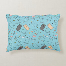 Cute & Cozy Sleepy Cat Dreams Pattern Accent Kussen