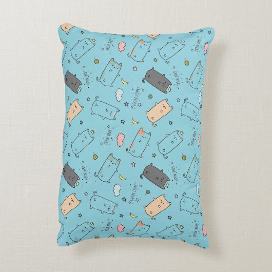 Cute & Cozy Sleepy Cat Dreams Pattern Accent Kussen (Achterkant (Verticaal))