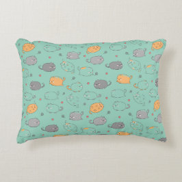 Cute & Cozy Sleepy Cat Dreams Pattern Accent Kussen