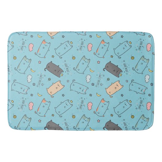 Cute & Cozy Sleepy Cat Dreams Pattern Badmat (Voorkant)