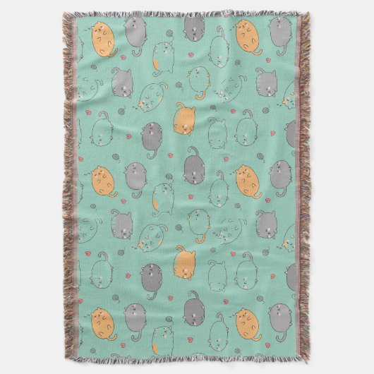 Cute & Cozy Sleepy Cat Dreams Pattern Deken (Voorkant Verticaal)