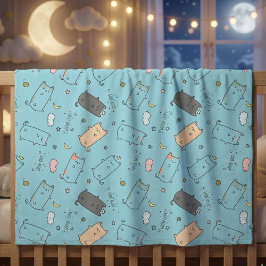 Cute & Cozy Sleepy Cat Dreams Pattern Fleece Deken