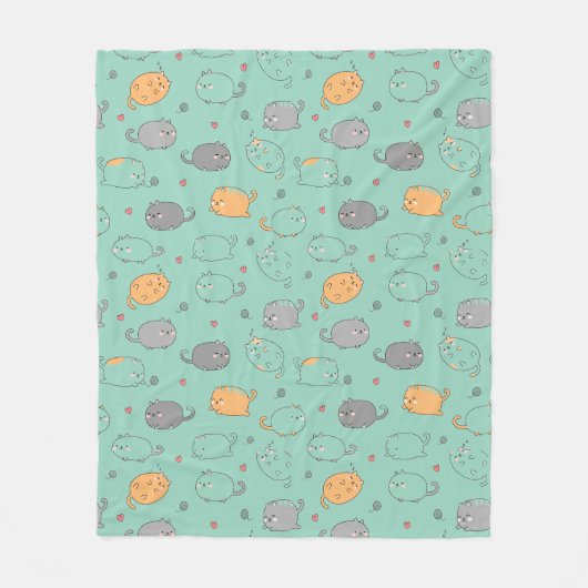 Cute & Cozy Sleepy Cat Dreams Pattern Fleece Deken (Voorkant)