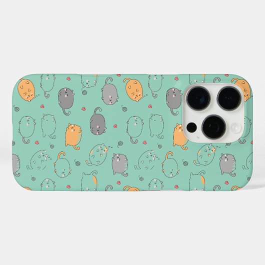 Cute & Cozy Sleepy Cat Dreams Pattern iPhone case (Achterkant (horizontaal))