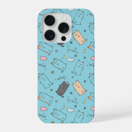 Cute & Cozy Sleepy Cat Dreams Pattern iPhone case iPhone Hoesje (Achterkant)