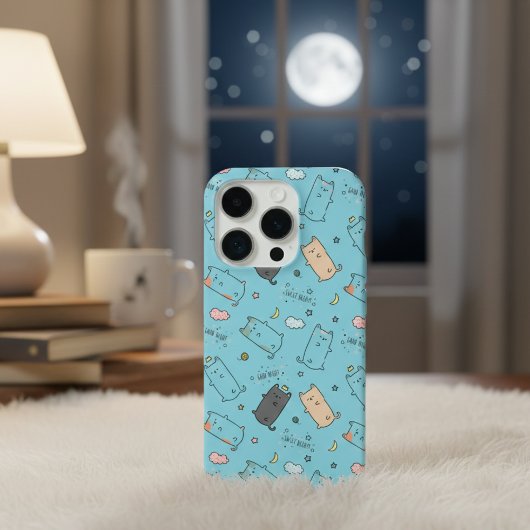 Cute & Cozy Sleepy Cat Dreams Pattern iPhone case iPhone Hoesje