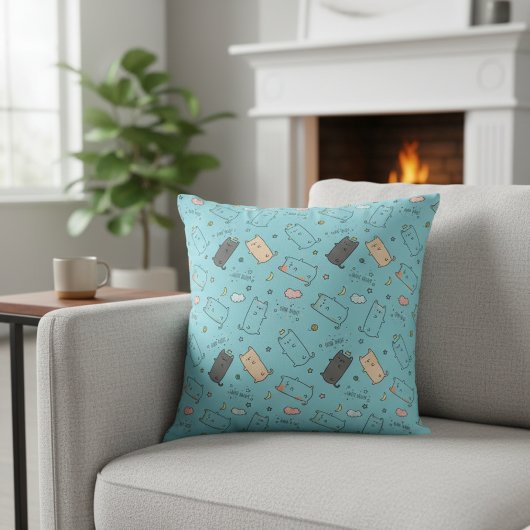 Cute & Cozy Sleepy Cat Dreams Pattern Kussen