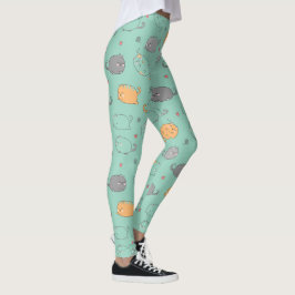 Cute & Cozy Sleepy Cat Dreams Pattern Leggings