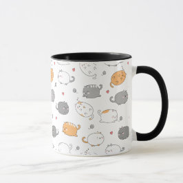 Cute & Cozy Sleepy Cat Dreams Pattern Mok