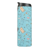 Cute & Cozy Sleepy Cat Dreams Pattern Thermosbeker (Geroteerd rechts)