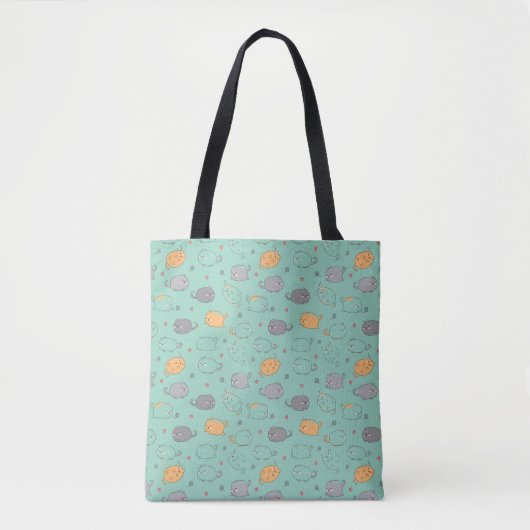 Cute & Cozy Sleepy Cat Dreams Pattern Tote Bag (Voorkant)