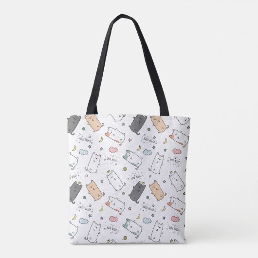 Cute & Cozy Sleepy Cat Dreams Pattern Tote Bag (Achterkant)