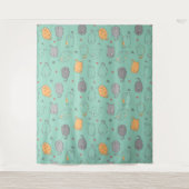 Cute & Cozy Sleepy Cat Dreams Pattern Wandkleed (Voorkant)