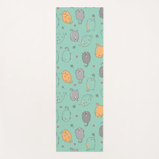 Cute & Cozy Sleepy Cat Dreams Pattern Yogamat (Voorkant)