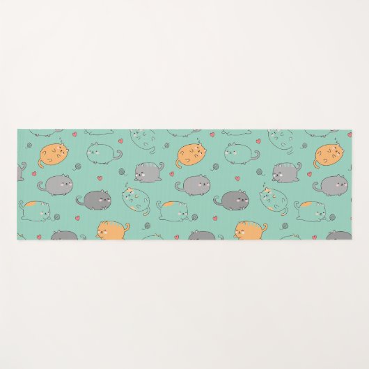 Cute & Cozy Sleepy Cat Dreams Pattern Yogamat (Voorkant (horizontaal))