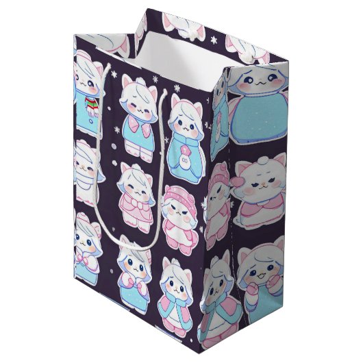 Cute cozy winter stickers  medium cadeauzakje (Voorkant Gekanteld)