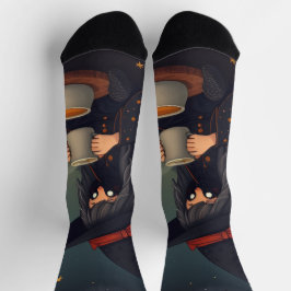 Cute Cozy Witch Coffee Socks – Halloween Magic Sokken