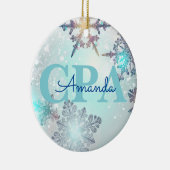 Cute CPA Ice Blue Snowflake Persoonlijke naam Keramisch Ornament (Rechts)