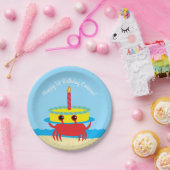Cute Crab Beach 1e verpartij Papieren Bordje (Feest)