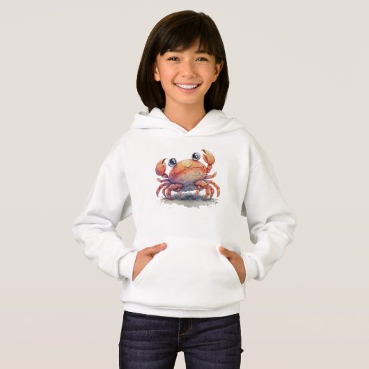 Cute Crab Girl's Pullover Hoodie (Voorkant volledig)