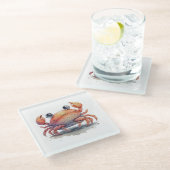 Cute Crab Glass Onderzetter (Schuin)
