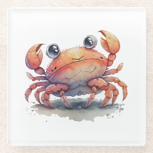 Cute Crab Glass Onderzetter (Voorkant)
