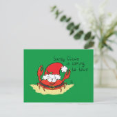 Cute Crab Kerstmis Funny Holiday Santa Cartoon Briefkaart (Staand voorkant)