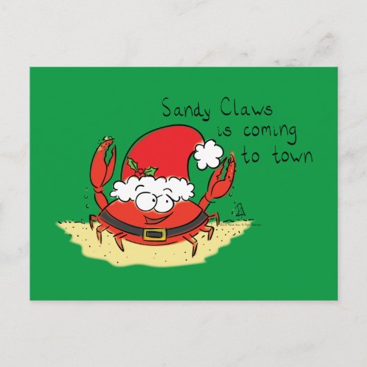 Cute Crab Kerstmis Funny Holiday Santa Cartoon Briefkaart (Voorkant)