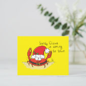 Cute Crab Kerstmis Funny Holiday Santa Cartoon Briefkaart (Staand voorkant)