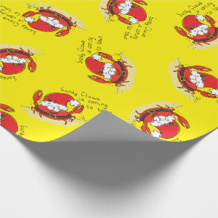 Cute Crab Kerstmis Funny Holiday Santa Cartoon Cadeaupapier