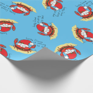 Cute Crab Kerstmis Funny Holiday Santa Cartoon Cadeaupapier
