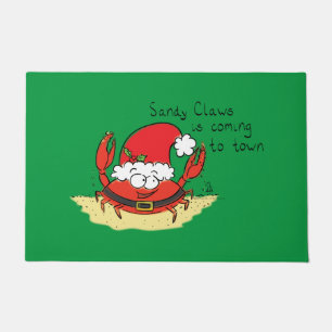 Cute Crab Kerstmis Funny Holiday Santa Cartoon Deurmat