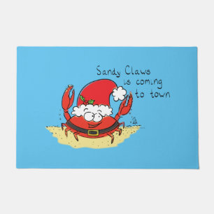 Cute Crab Kerstmis Funny Holiday Santa Cartoon Deurmat