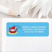 Cute Crab Kerstmis Funny Holiday Santa Cartoon Etiket (Insitu)
