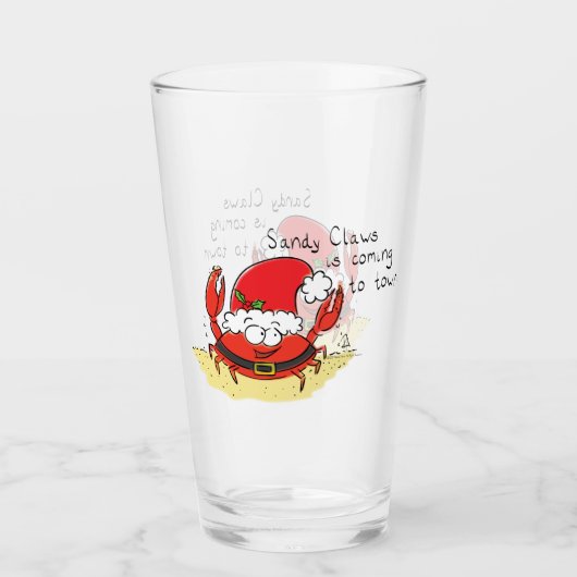 Cute Crab Kerstmis Funny Holiday Santa Cartoon Glas (Voorkant)