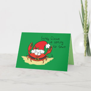 Cute Crab Kerstmis Funny Holiday Santa Cartoon Kaart