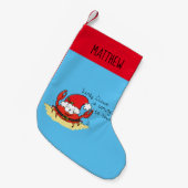 Cute Crab Kerstmis Funny Holiday Santa Cartoon Kleine Kerstsok (Voorkant (Hangend))