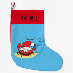Cute Crab Kerstmis Funny Holiday Santa Cartoon Kleine Kerstsok