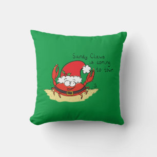Cute Crab Kerstmis Funny Holiday Santa Cartoon Kussen