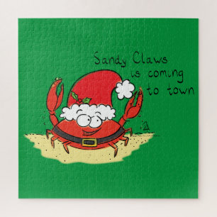 Cute Crab Kerstmis Funny Holiday Santa Cartoon Legpuzzel